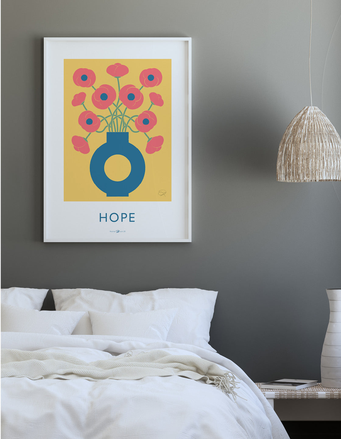 A vibrant and contemporary poppies print inspired by vintage flower market posters, showcasing beautiful floral designs.