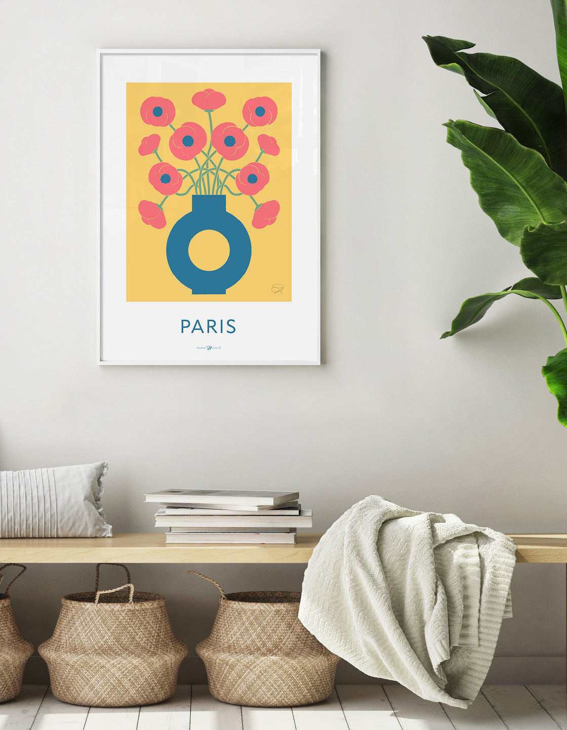 A vibrant and contemporary poppies print inspired by vintage flower market posters, showcasing beautiful floral designs.