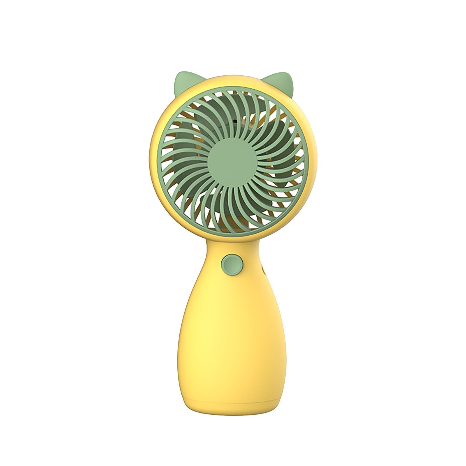 Portable Mini Fan in cartoon design, USB rechargeable, perfect for outdoor use.
