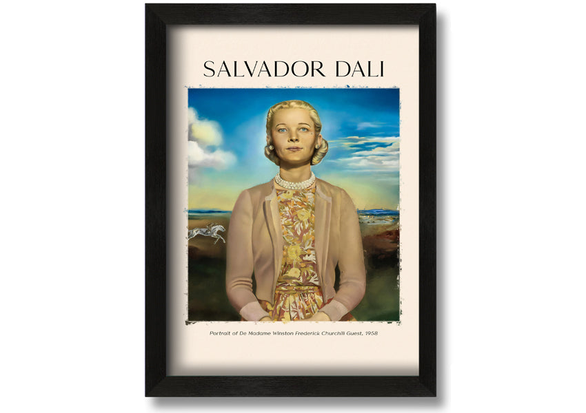 Portrait Of De Madame Winston Frederick by Salvador Dali, printed on coated polyester canvas and mounted on a 44mm box frame, ready to hang.