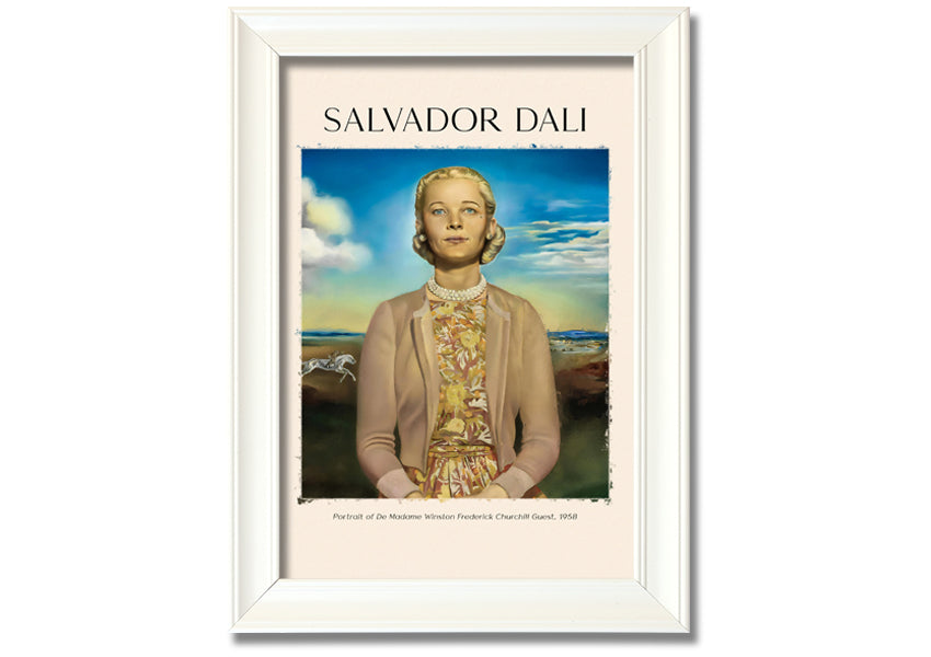 Portrait Of De Madame Winston Frederick by Salvador Dali, printed on coated polyester canvas and mounted on a 44mm box frame, ready to hang.