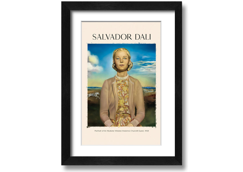 Portrait Of De Madame Winston Frederick by Salvador Dali, printed on coated polyester canvas and mounted on a 44mm box frame, ready to hang.