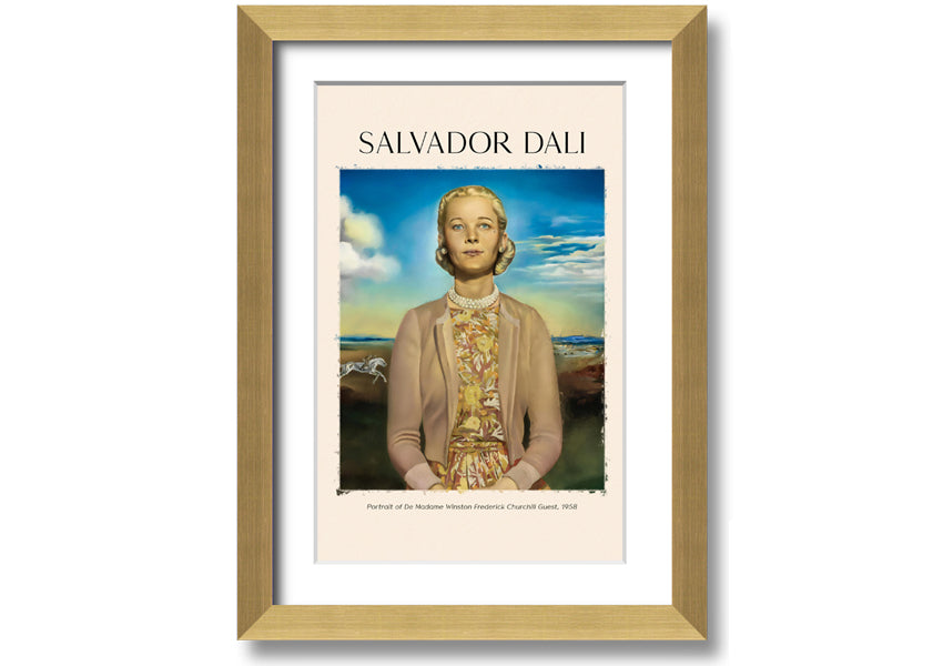 Portrait Of De Madame Winston Frederick by Salvador Dali, printed on coated polyester canvas and mounted on a 44mm box frame, ready to hang.