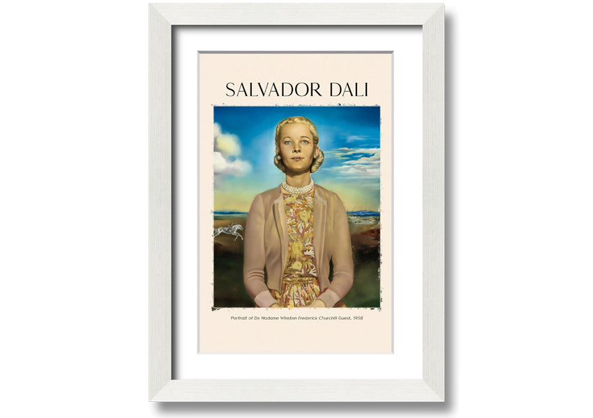 Portrait Of De Madame Winston Frederick by Salvador Dali, printed on coated polyester canvas and mounted on a 44mm box frame, ready to hang.