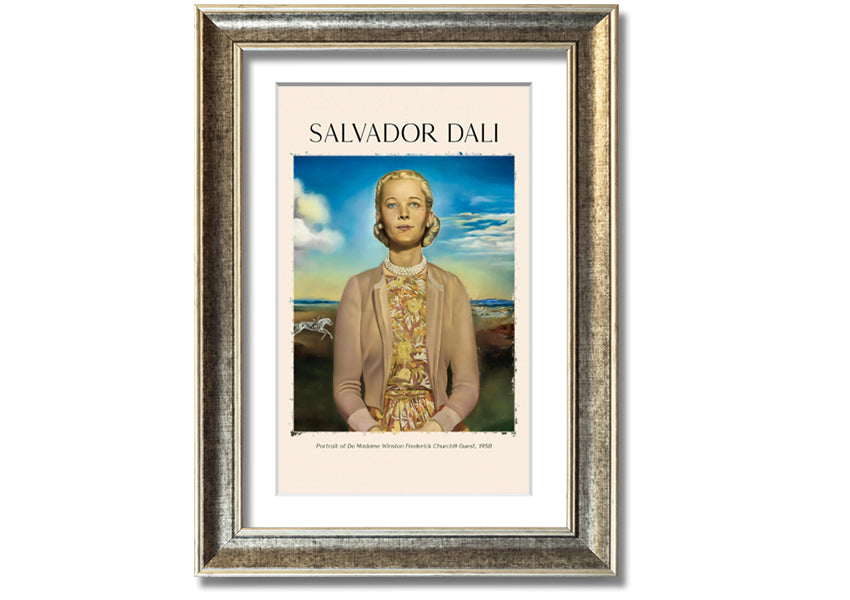 Portrait Of De Madame Winston Frederick by Salvador Dali, printed on coated polyester canvas and mounted on a 44mm box frame, ready to hang.