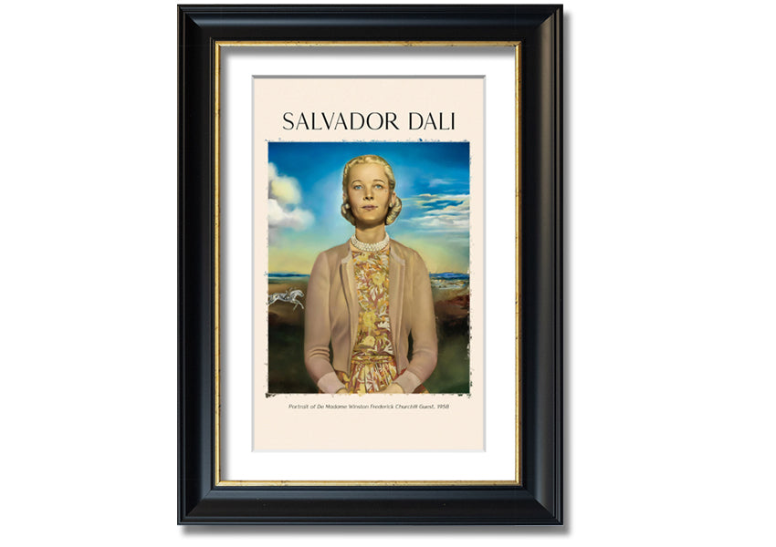 Portrait Of De Madame Winston Frederick by Salvador Dali, printed on coated polyester canvas and mounted on a 44mm box frame, ready to hang.