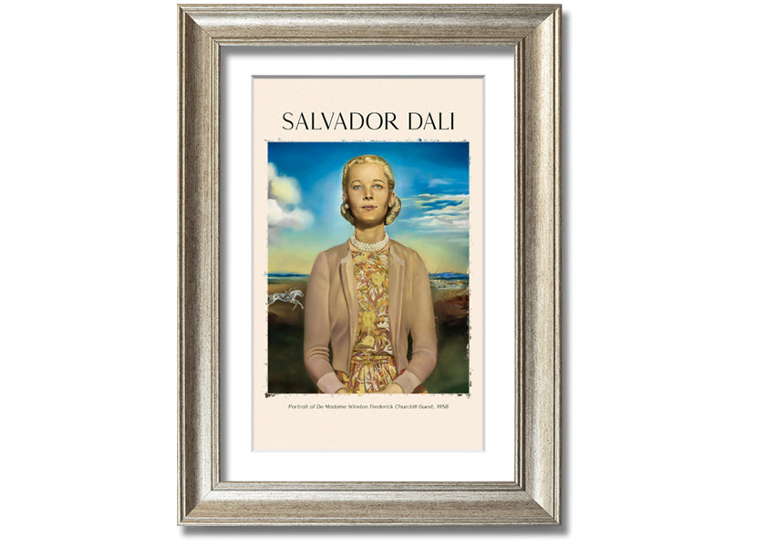Portrait Of De Madame Winston Frederick by Salvador Dali, printed on coated polyester canvas and mounted on a 44mm box frame, ready to hang.