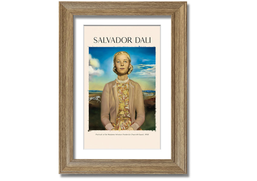 Portrait Of De Madame Winston Frederick by Salvador Dali, printed on coated polyester canvas and mounted on a 44mm box frame, ready to hang.
