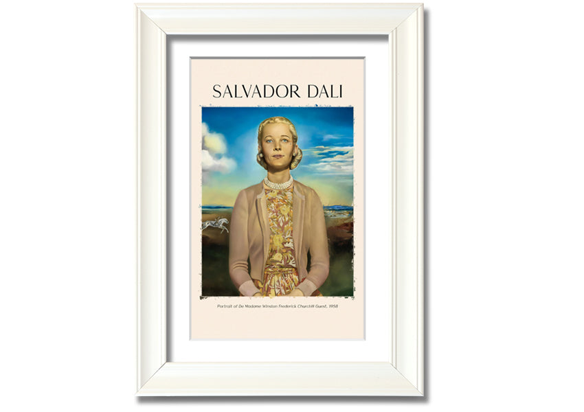 Portrait Of De Madame Winston Frederick by Salvador Dali, printed on coated polyester canvas and mounted on a 44mm box frame, ready to hang.