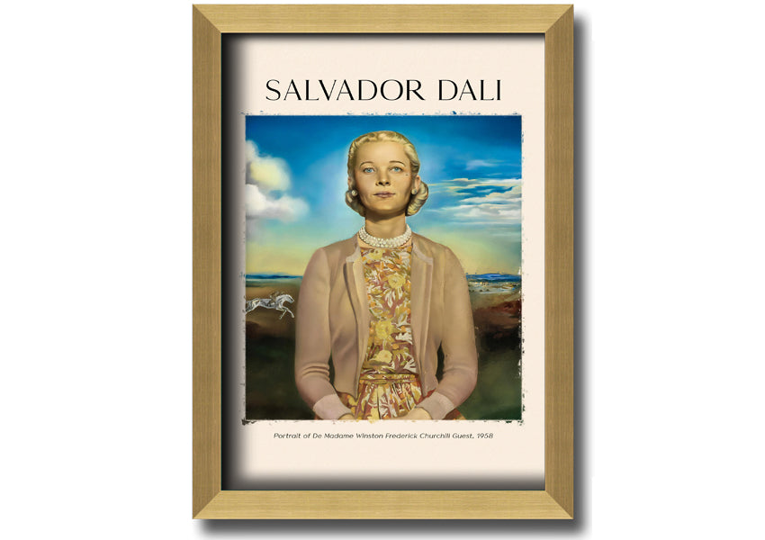 Portrait Of De Madame Winston Frederick by Salvador Dali, printed on coated polyester canvas and mounted on a 44mm box frame, ready to hang.