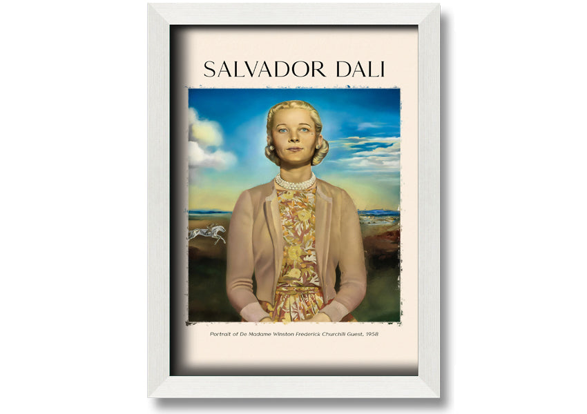 Portrait Of De Madame Winston Frederick by Salvador Dali, printed on coated polyester canvas and mounted on a 44mm box frame, ready to hang.
