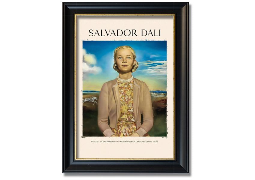 Portrait Of De Madame Winston Frederick by Salvador Dali, printed on coated polyester canvas and mounted on a 44mm box frame, ready to hang.