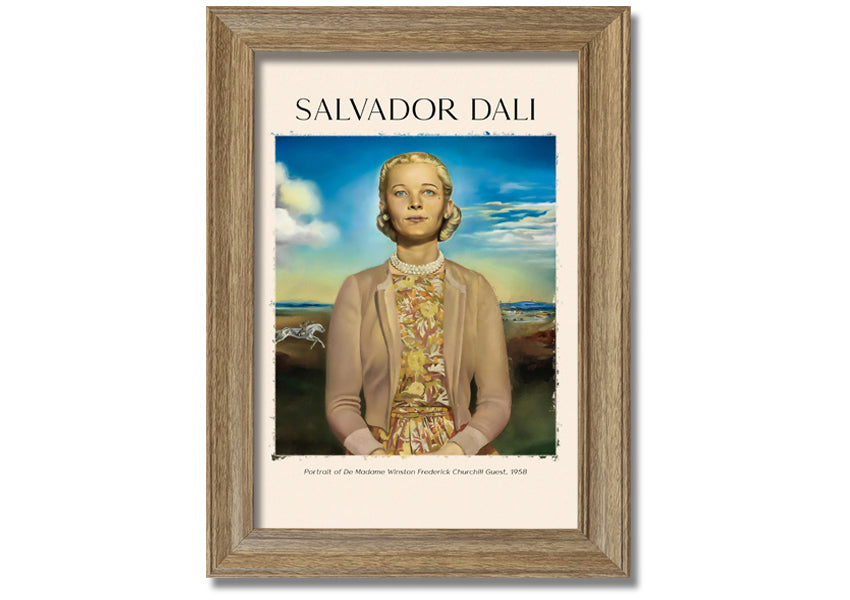 Portrait Of De Madame Winston Frederick by Salvador Dali, printed on coated polyester canvas and mounted on a 44mm box frame, ready to hang.