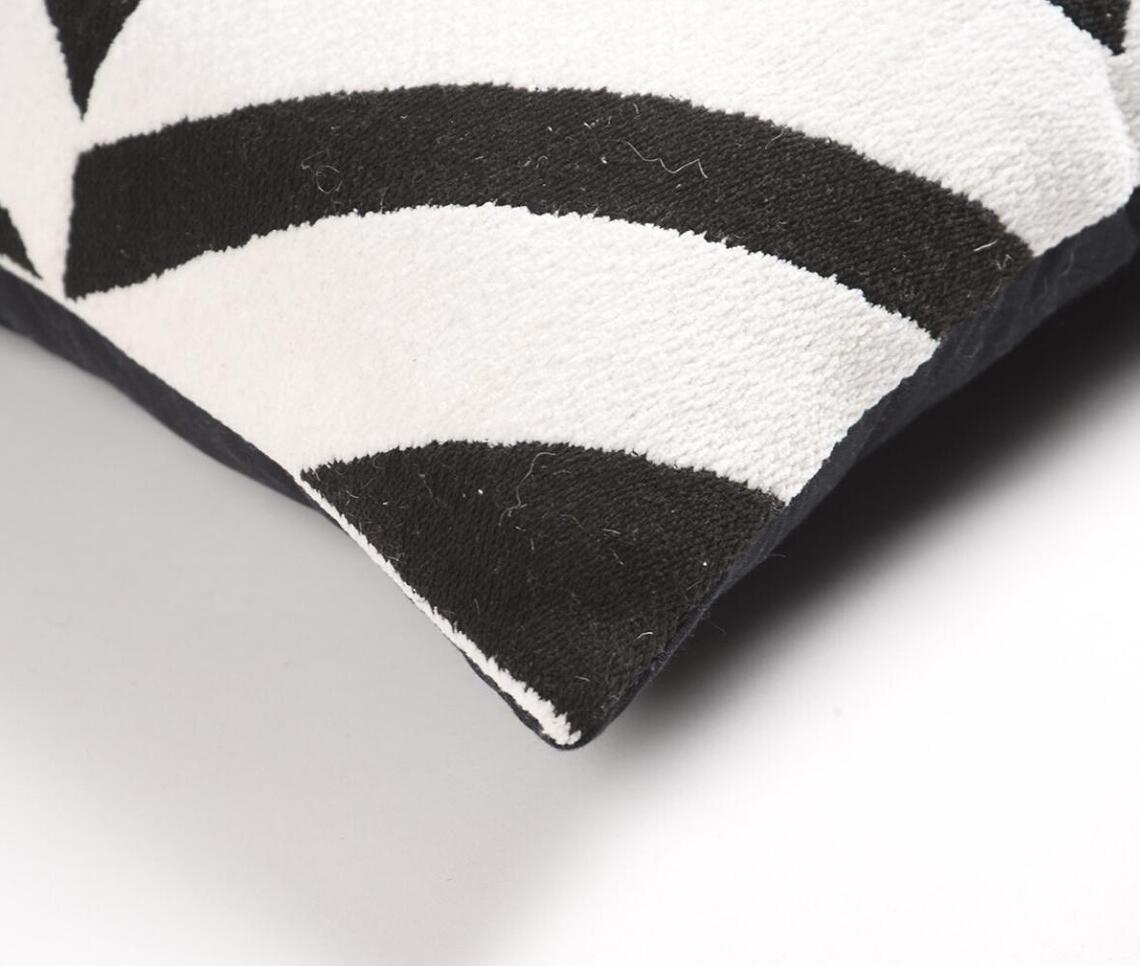 Positive Negative Monochrome Cushion Cover showcasing intricate handwoven textures in multicolor design, perfect for modern decor.