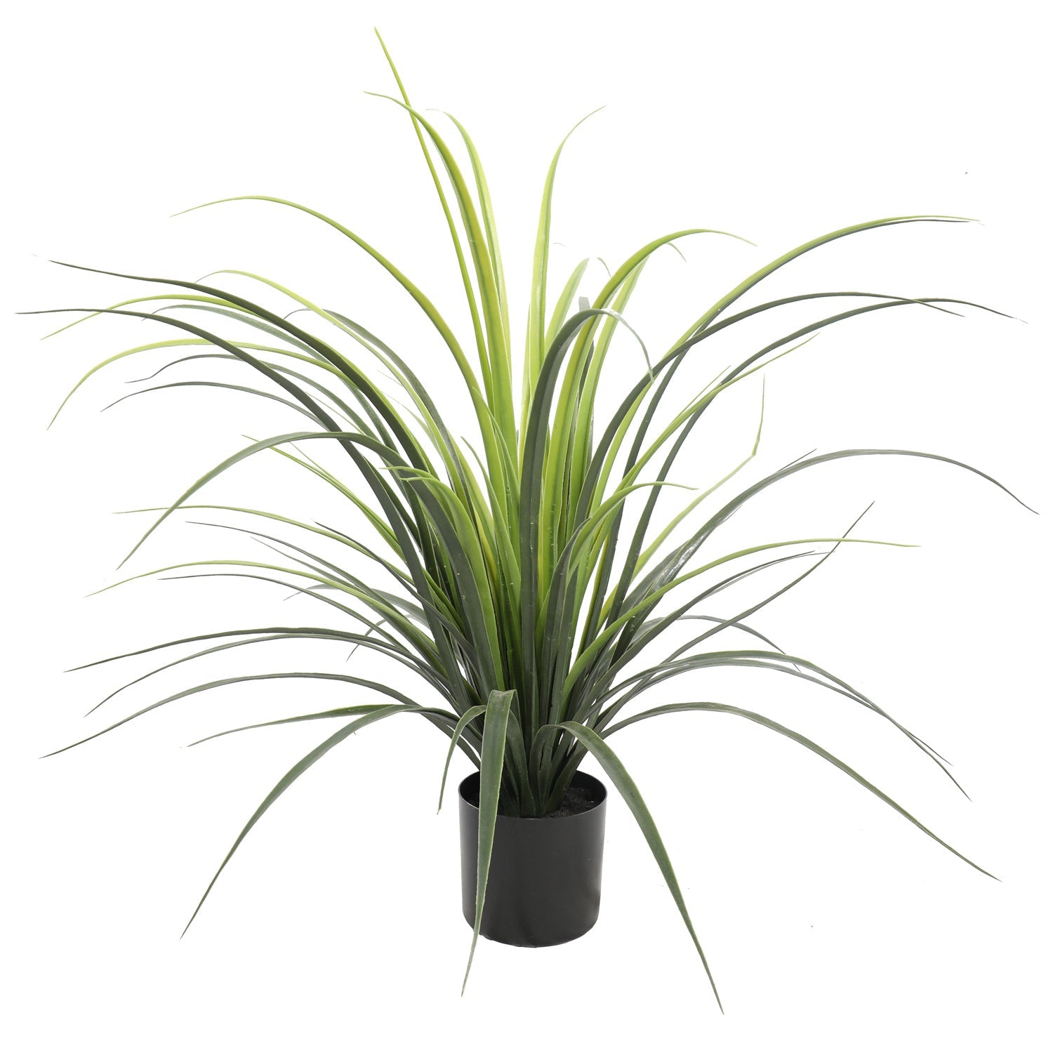 A 75cm tall potted artificial long grass plant, showcasing vibrant green leaves, perfect for indoor and outdoor decoration.