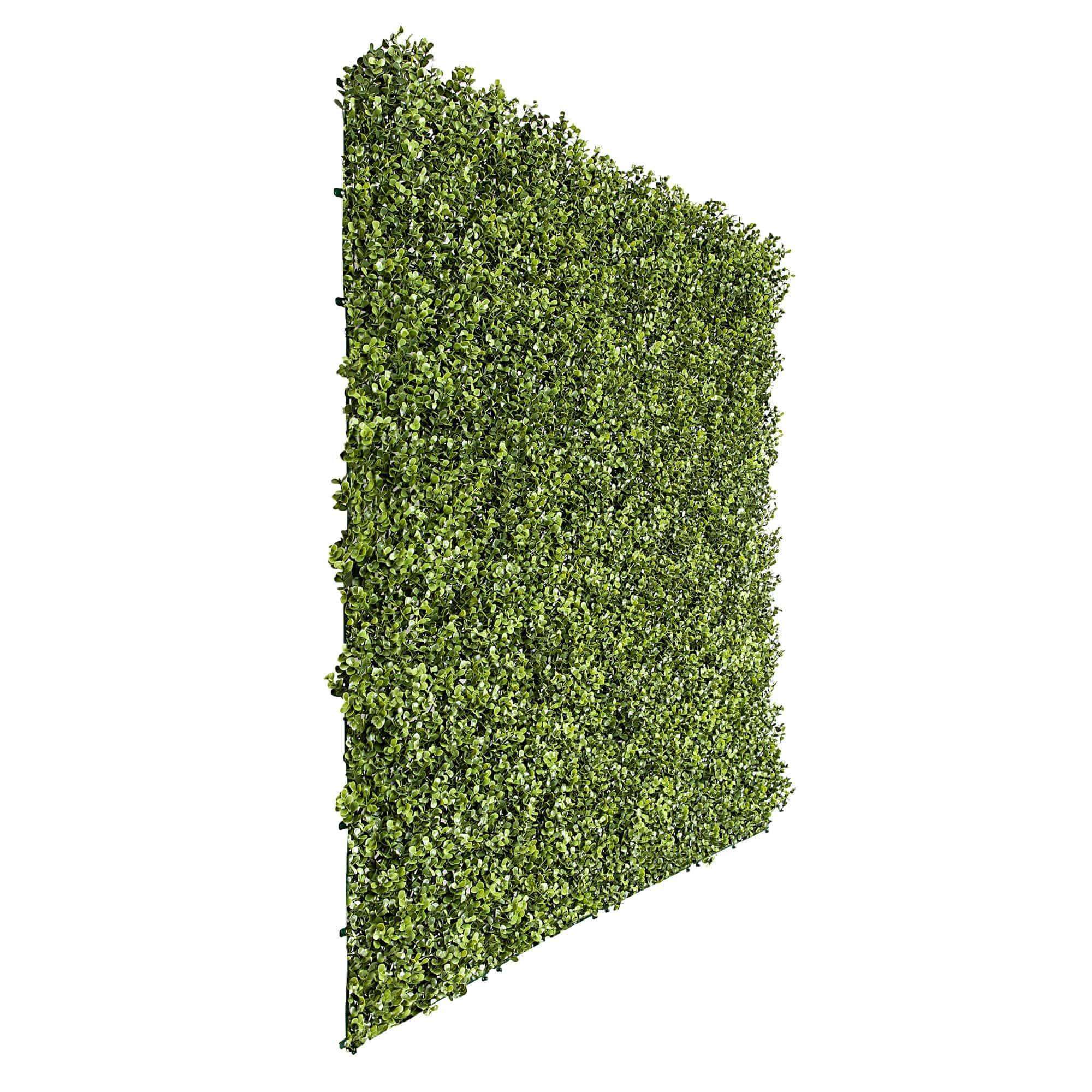 Premium Natural Buxus Artificial Hedge Panel, 1m x 1m, showcasing realistic green foliage for outdoor privacy and aesthetics.