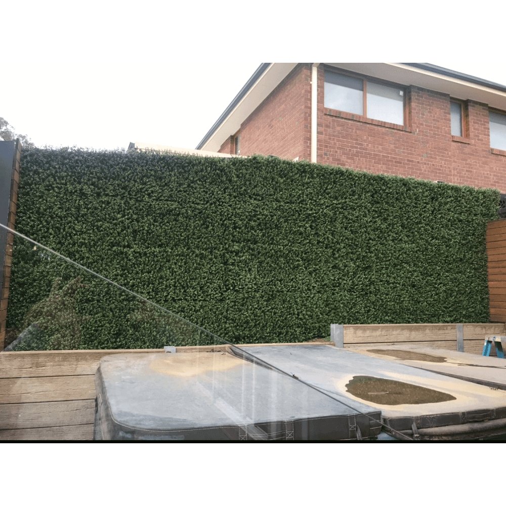Premium Natural Buxus Artificial Hedge Panel, 1m x 1m, showcasing realistic green foliage for outdoor privacy and aesthetics.