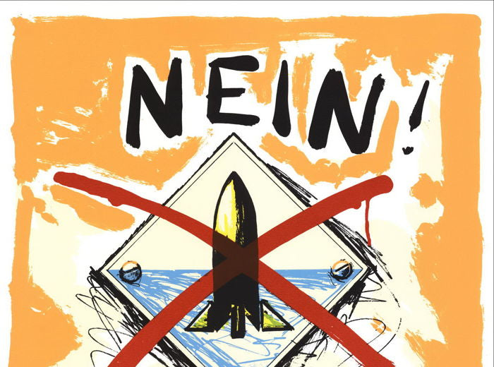 Limited edition lithograph Print Nein ! Stop au nucléaire by Peter Klasen, featuring bold colors and a significant anti-nuclear message.