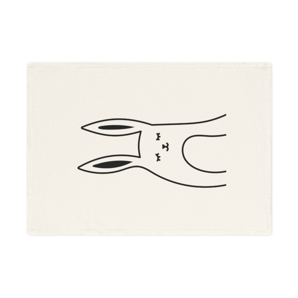 Rabbit Cotton Tea Towel made from 100% organic cotton, featuring a cute hare print, measuring 50 x 70 cm, perfect for kitchen use.