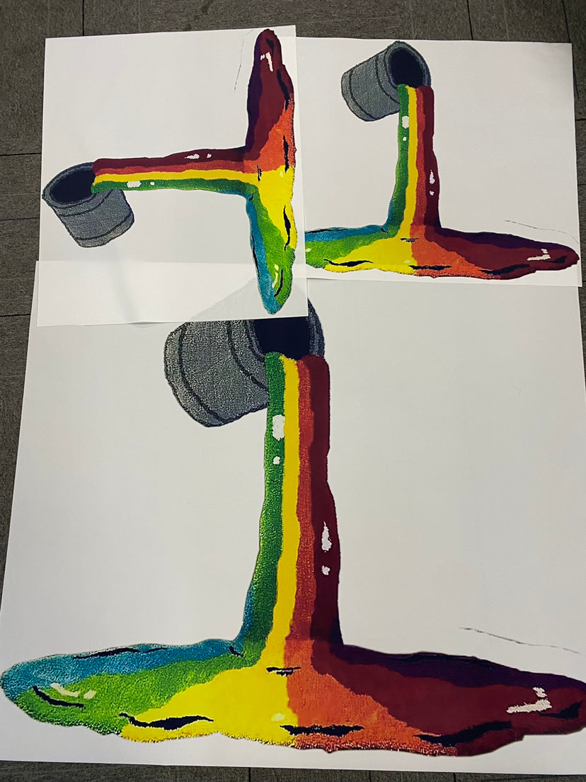 A colorful 3D rainbow carpet wall hanging decor, showcasing vibrant hues and a whimsical design, perfect for children's rooms.