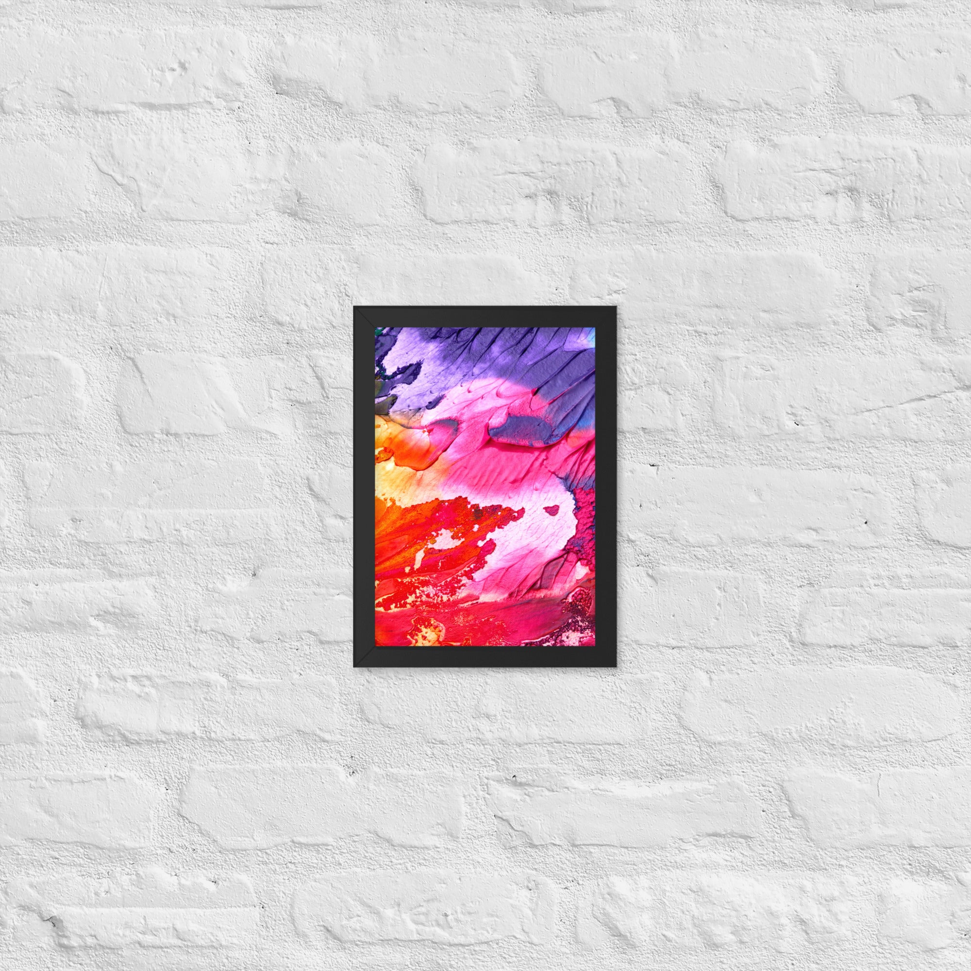 Rainbow Waves Framed matte paper poster featuring vibrant colors and a sleek frame, perfect for home decor.