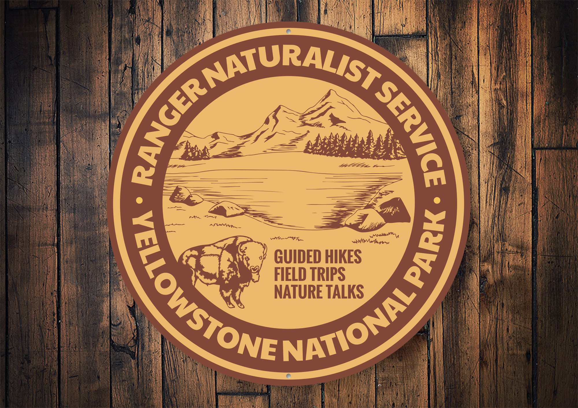 Customizable Ranger Service Sign made of high-quality aluminum, featuring pre-drilled holes for easy mounting.