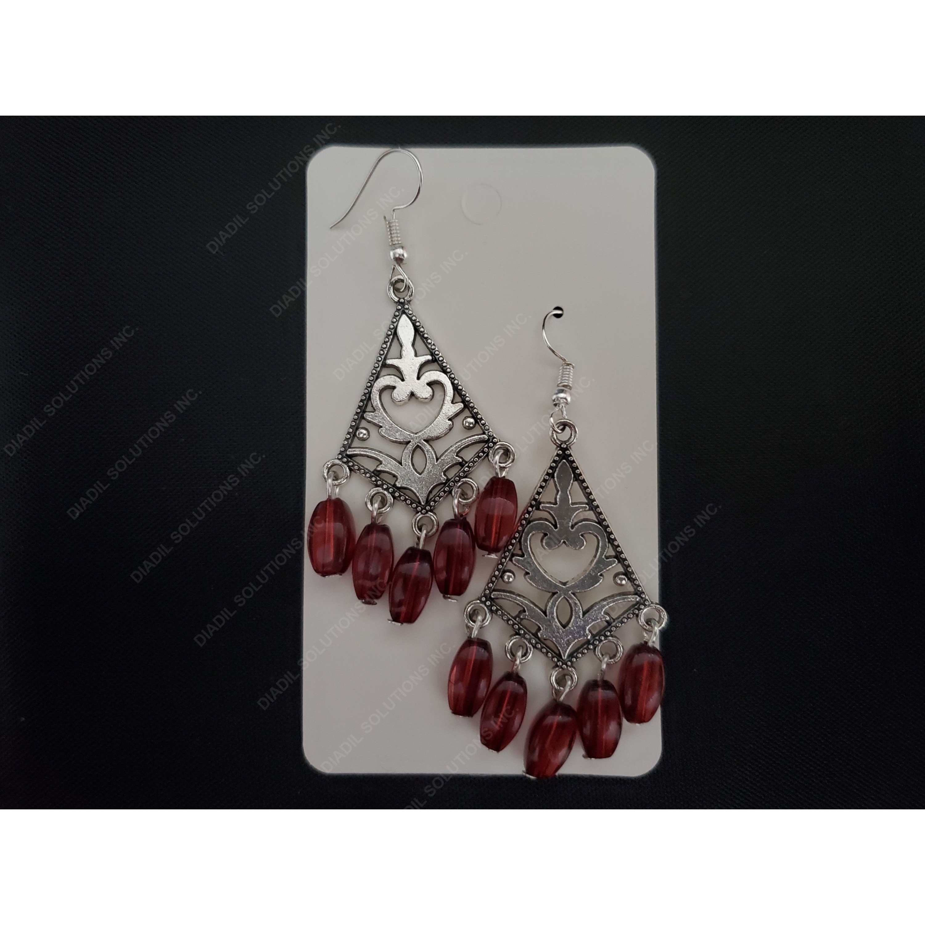 Elegant red dangling earrings with a translucent design, perfect for any occasion.