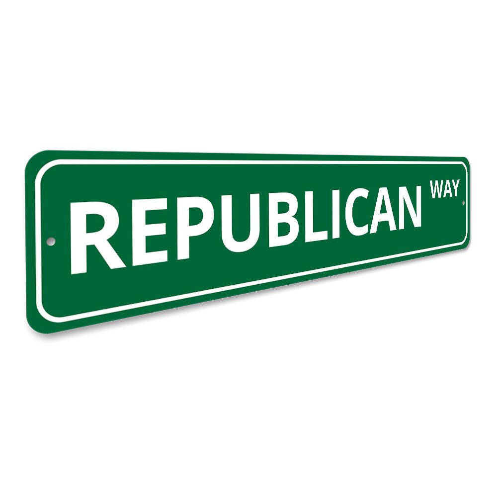 Customizable Republican sign made of durable aluminum, showcasing patriotic colors and designs, perfect for indoor or outdoor display.