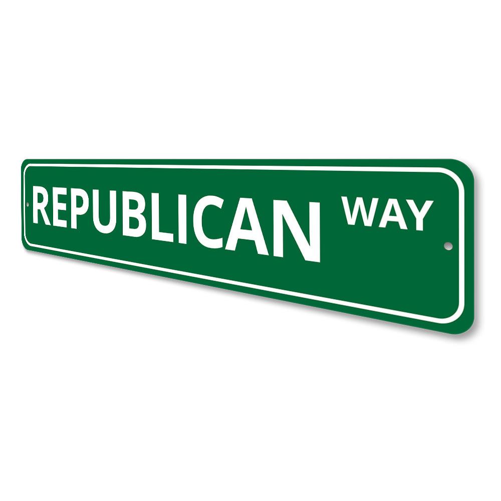Customizable Republican sign made of durable aluminum, showcasing patriotic colors and designs, perfect for indoor or outdoor display.