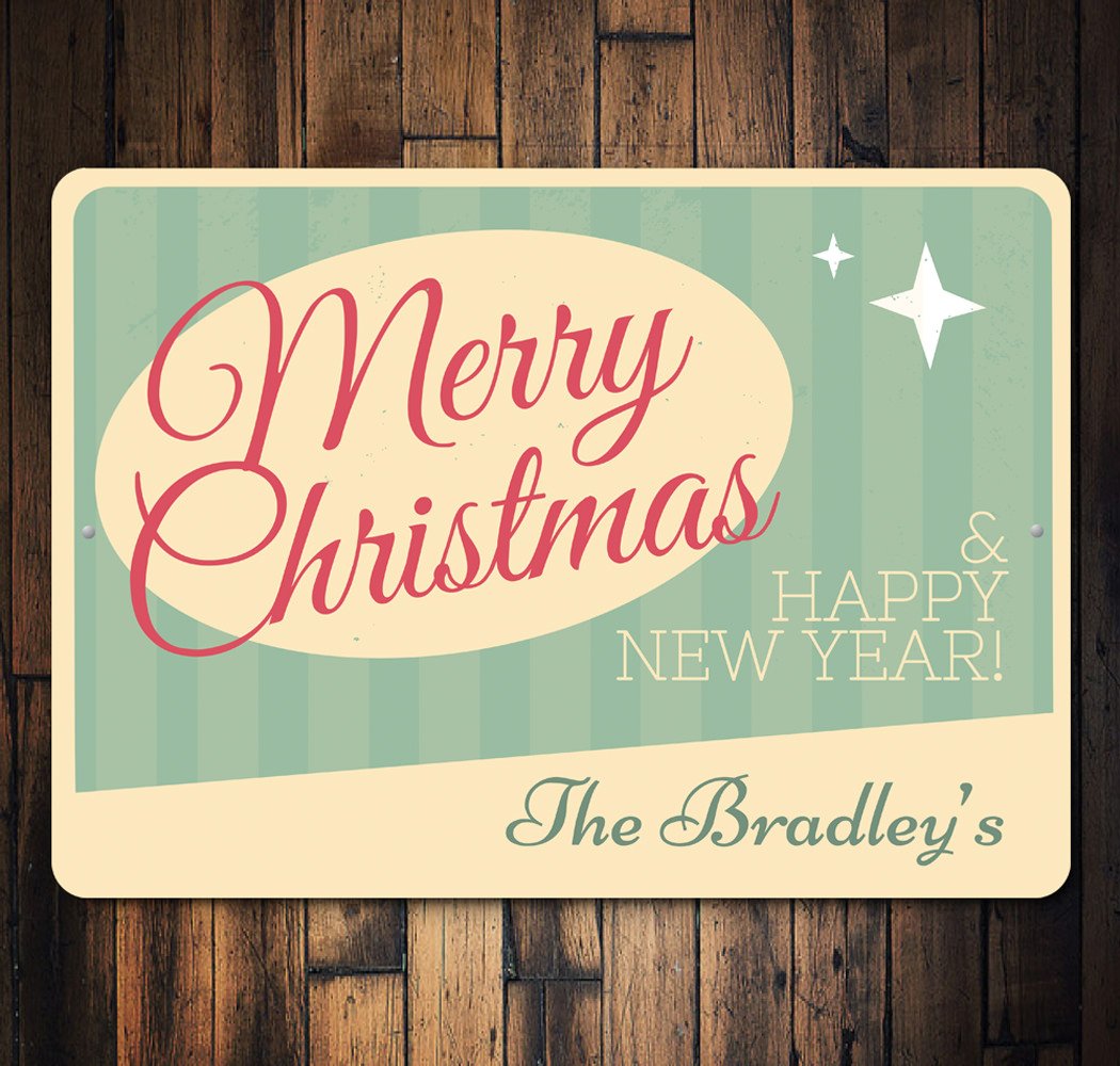 A charming Retro Christmas Sign featuring festive colors and a unique design, perfect for holiday decorations.