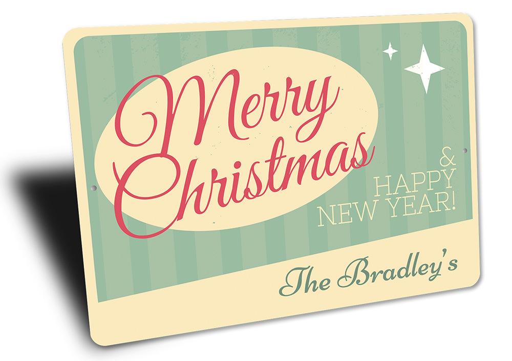 A charming Retro Christmas Sign featuring festive colors and a unique design, perfect for holiday decorations.