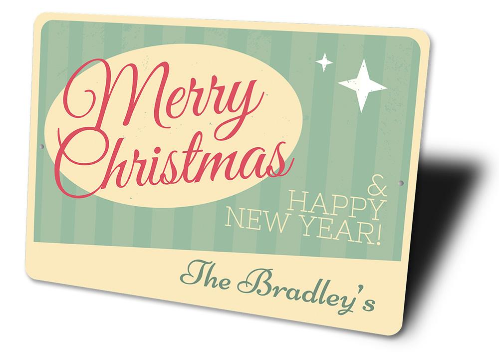 A charming Retro Christmas Sign featuring festive colors and a unique design, perfect for holiday decorations.