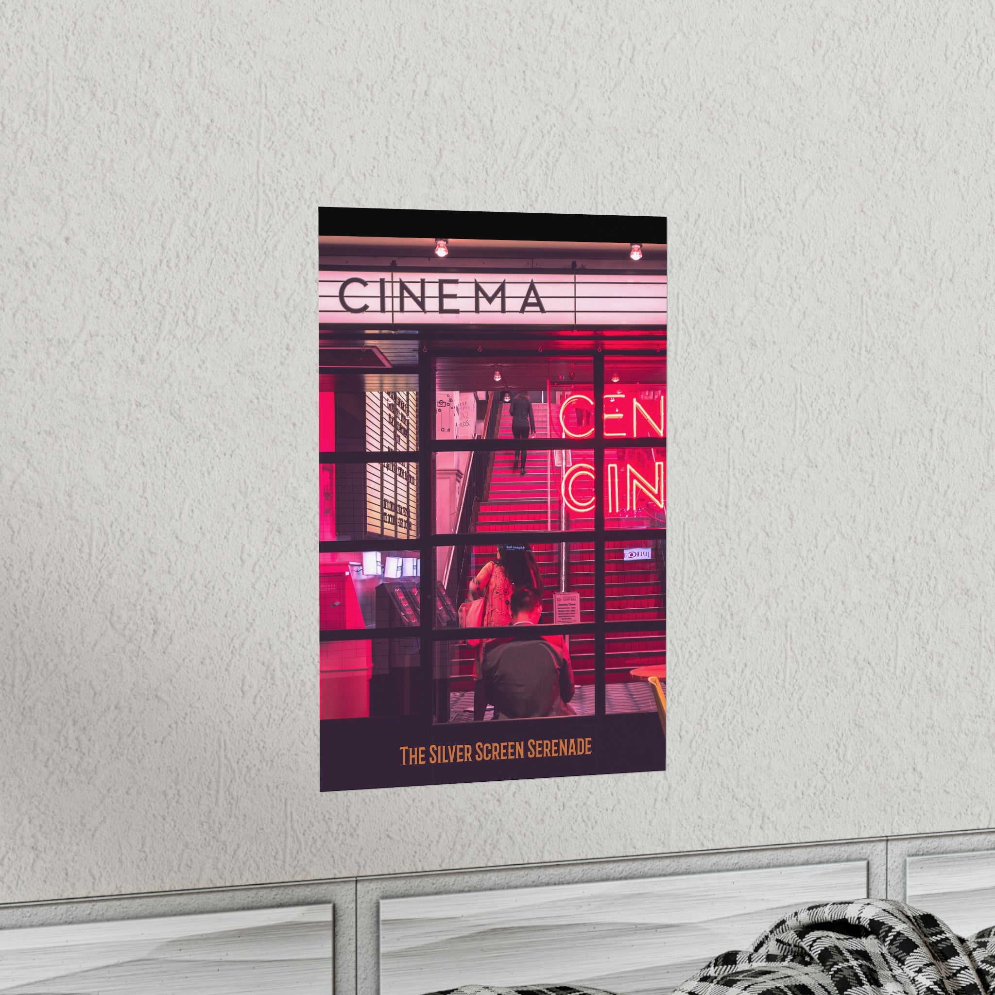 A vibrant Retro Cinema Theme Poster showcasing classic film elements, printed on premium matte fine art paper.