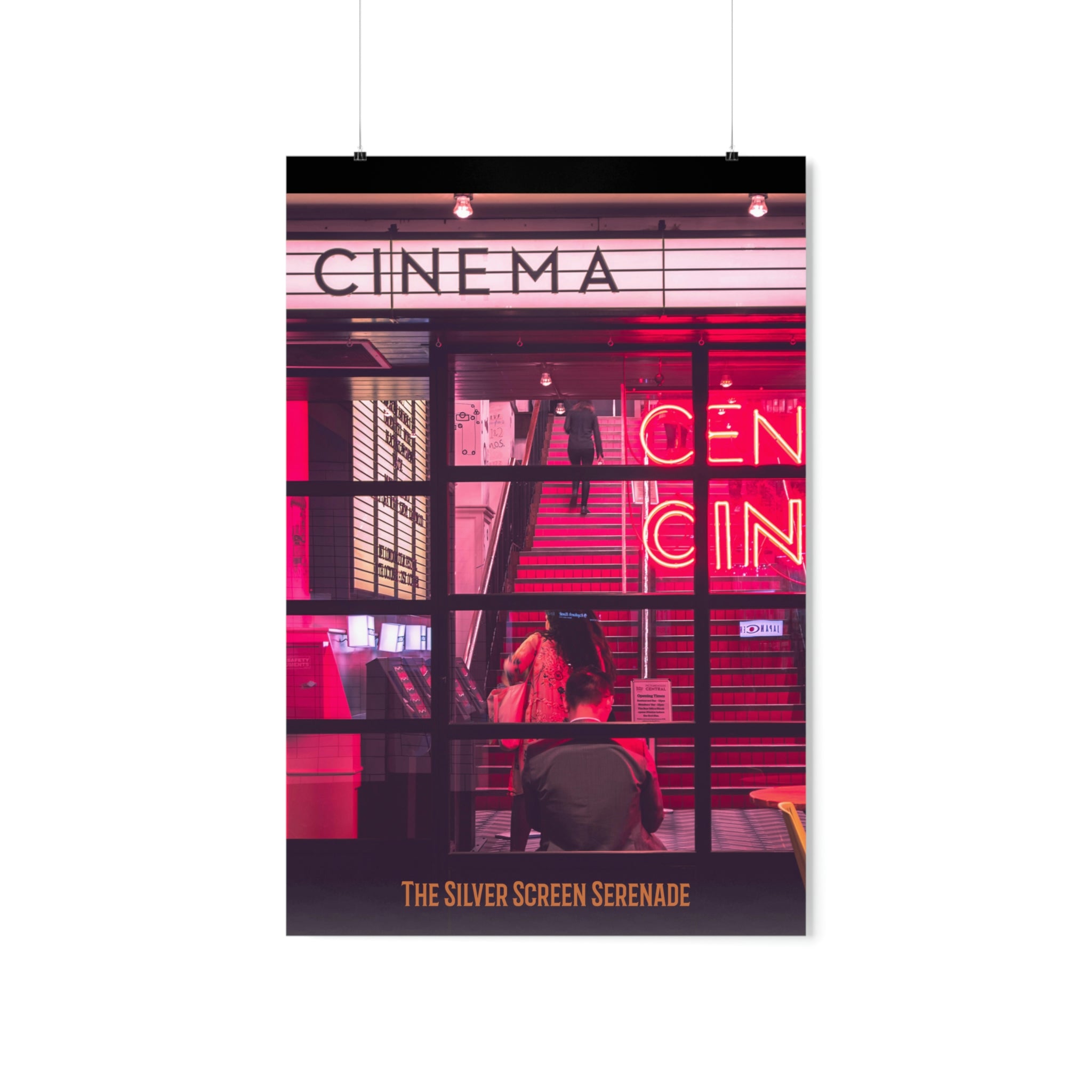 A vibrant Retro Cinema Theme Poster showcasing classic film elements, printed on premium matte fine art paper.
