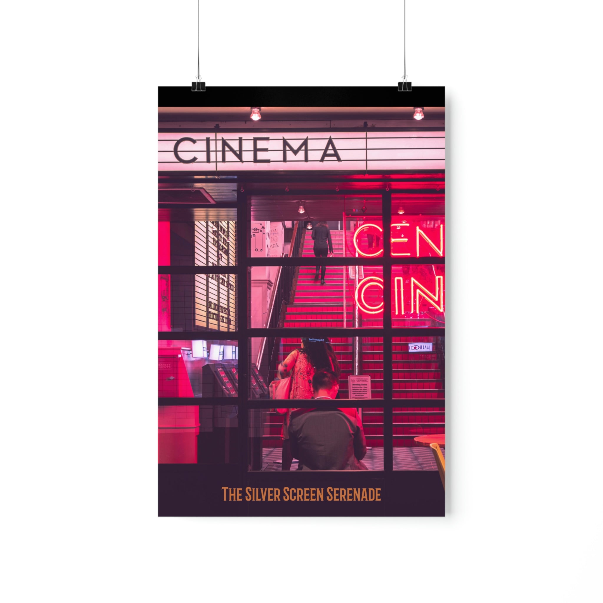 A vibrant Retro Cinema Theme Poster showcasing classic film elements, printed on premium matte fine art paper.