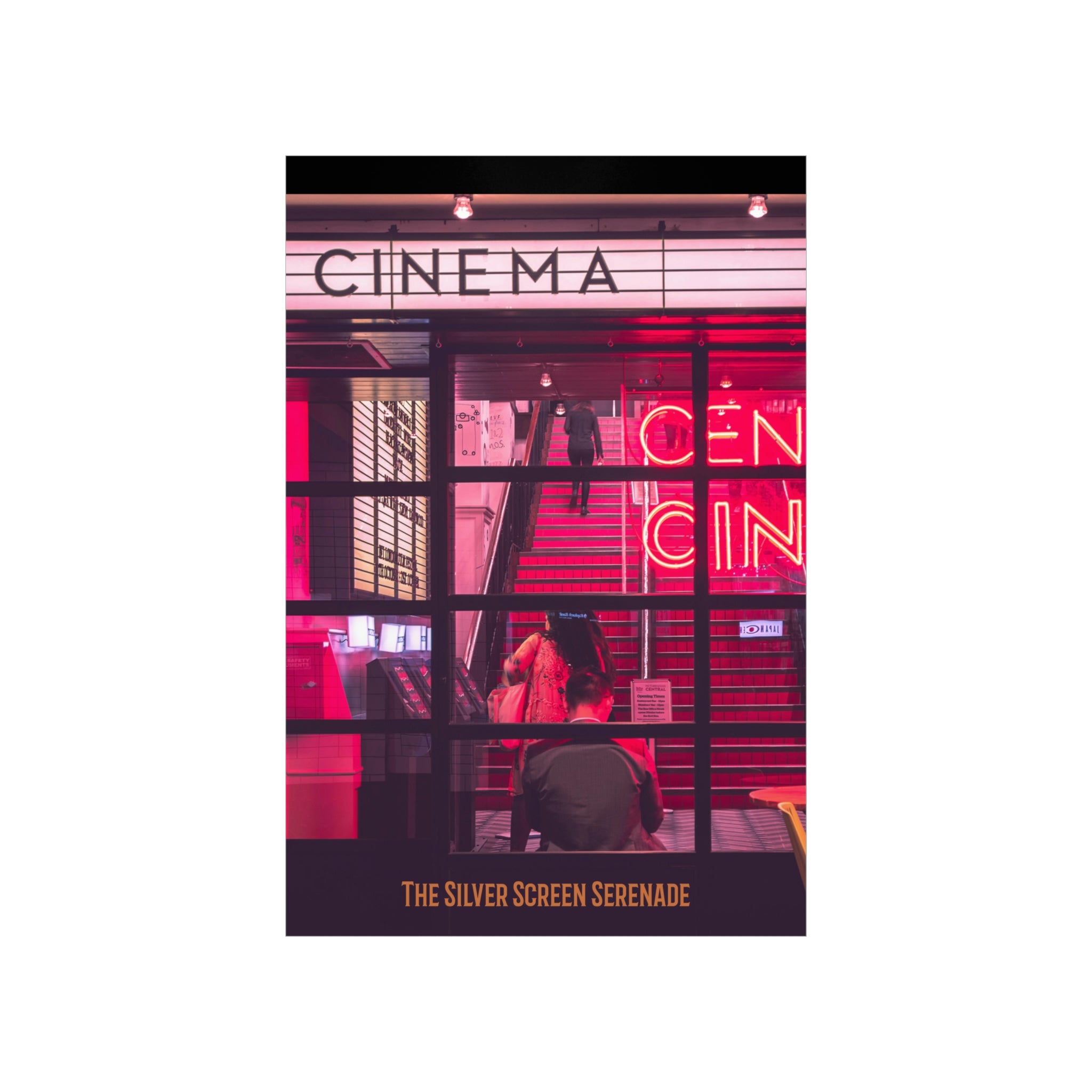 A vibrant Retro Cinema Theme Poster showcasing classic film elements, printed on premium matte fine art paper.