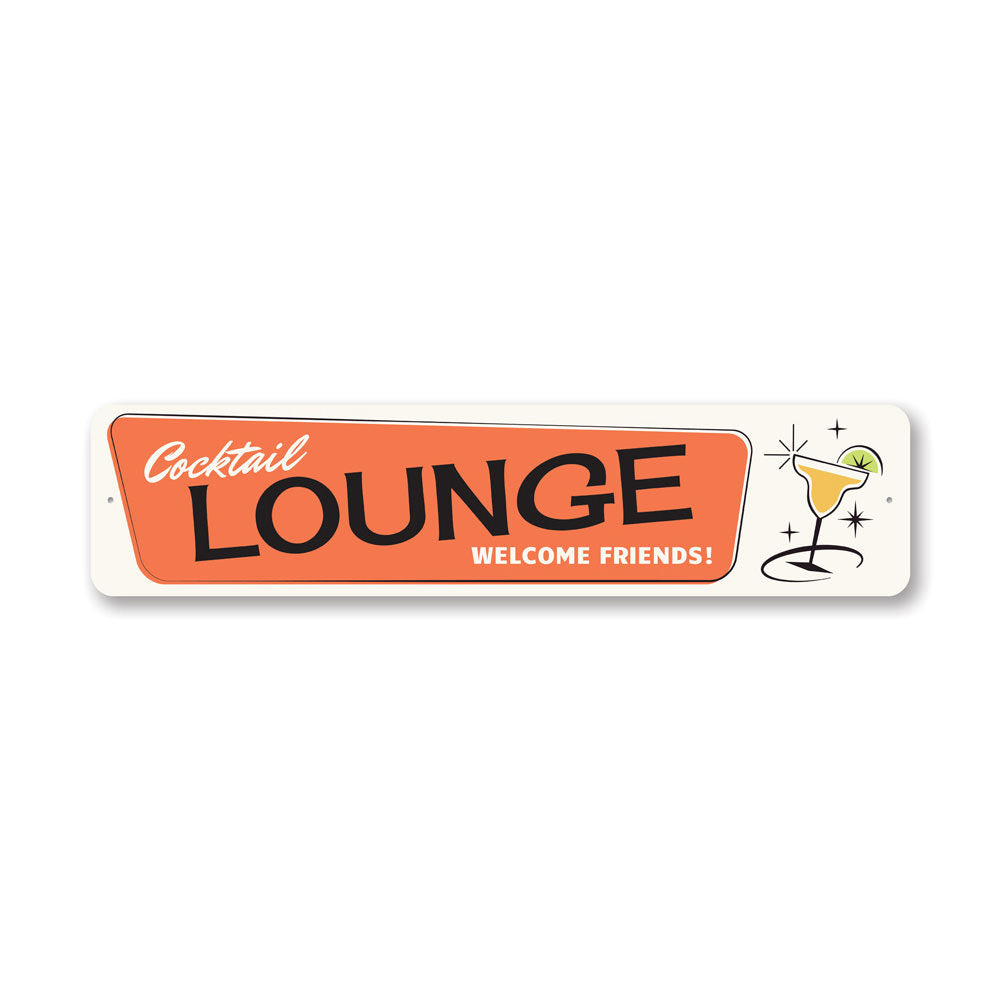 A vibrant Retro Cocktail Lounge Sign featuring classic cocktail graphics, perfect for home bars and lounges.