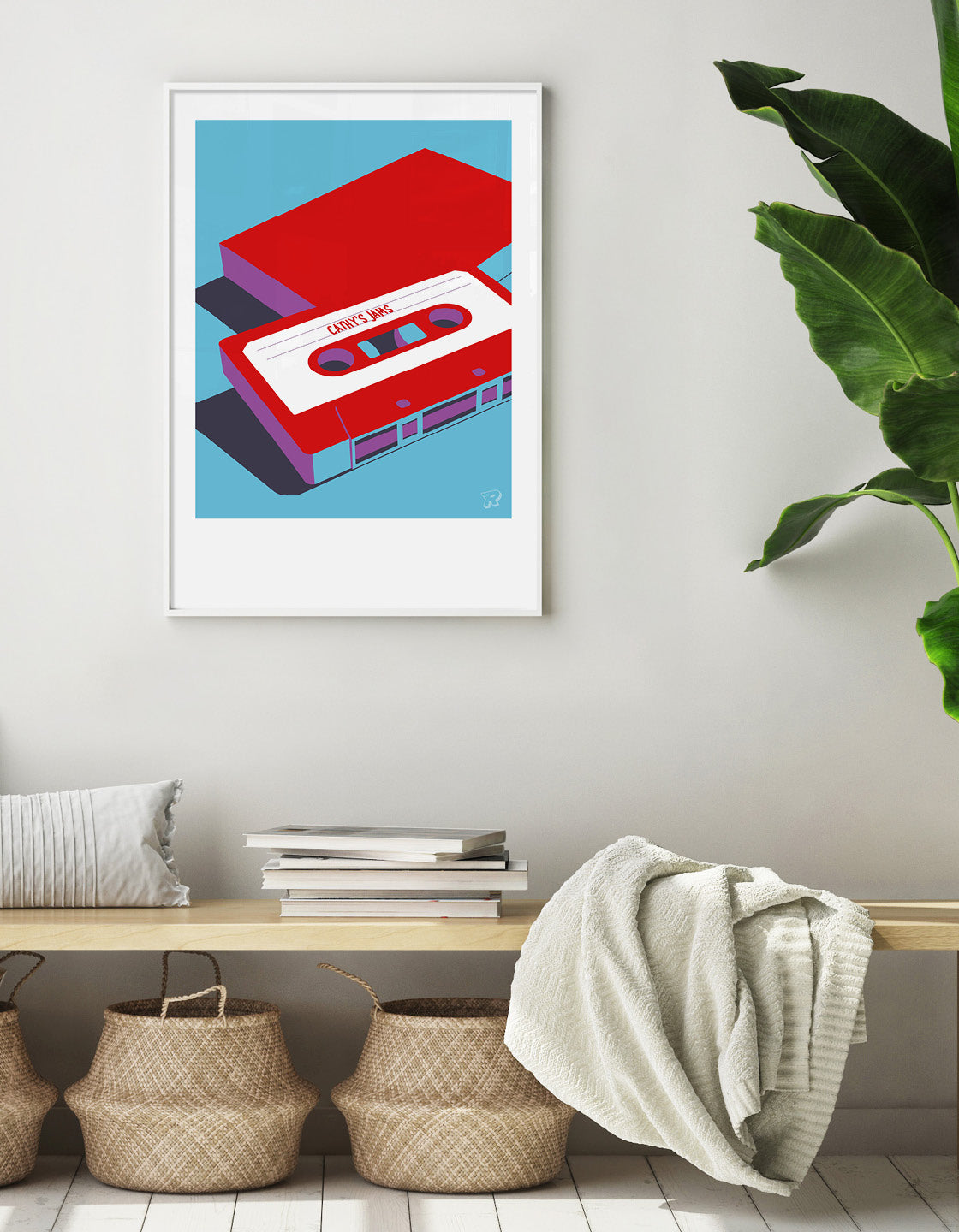 A colorful retro mixtape with a customizable label, perfect for music lovers.