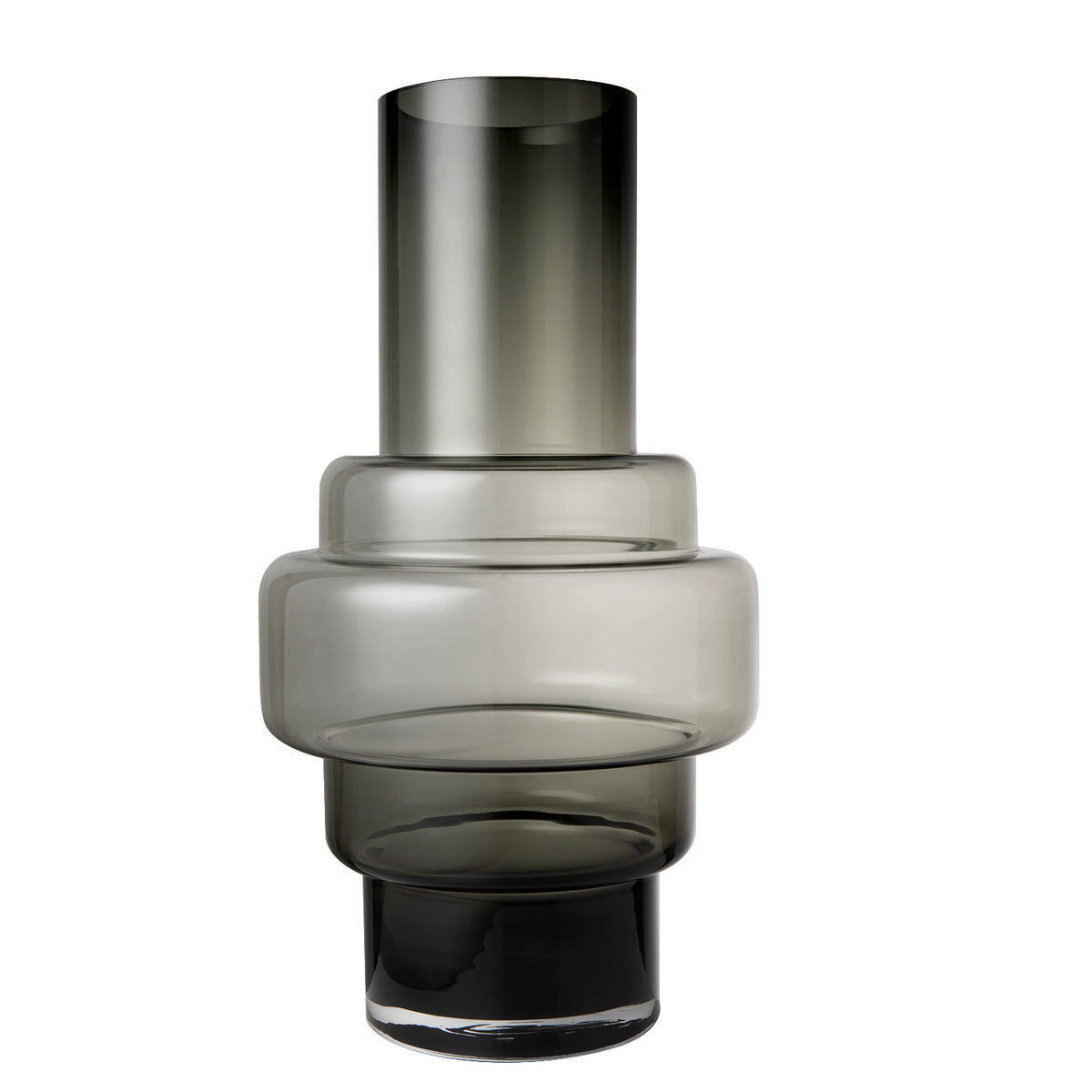 A luxurious retro style thick glass vase XXL in amber color, showcasing Art Deco design with a 9mm thick glass structure.