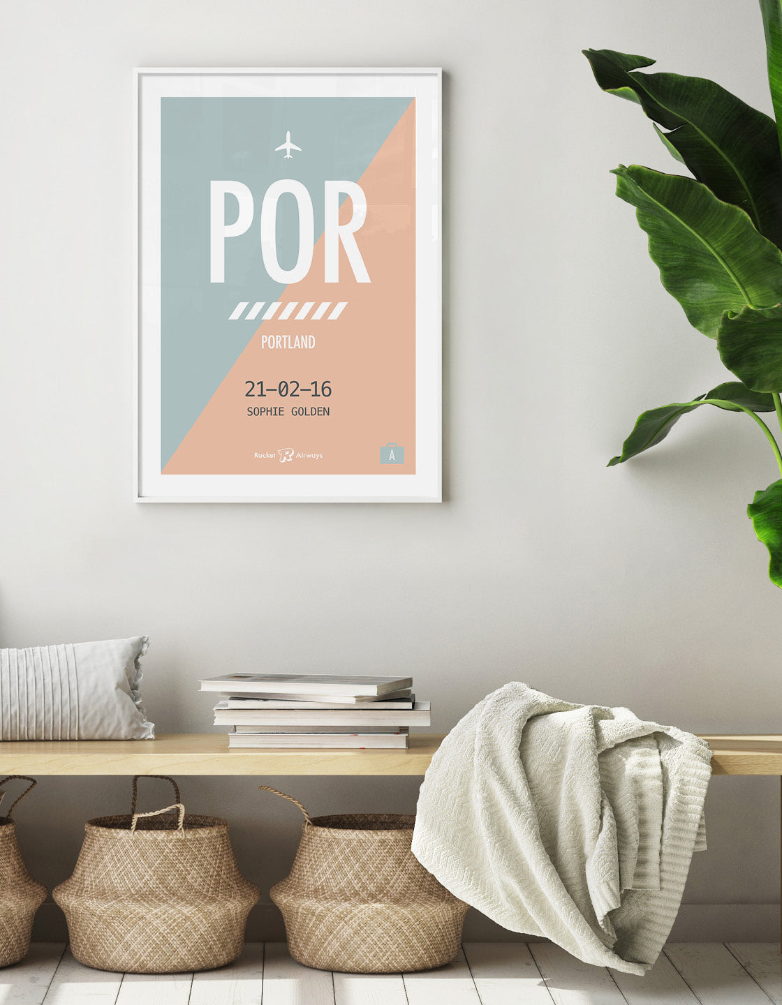 A customizable Retro travel destination print featuring vibrant colors and personalized text options for travel memories.