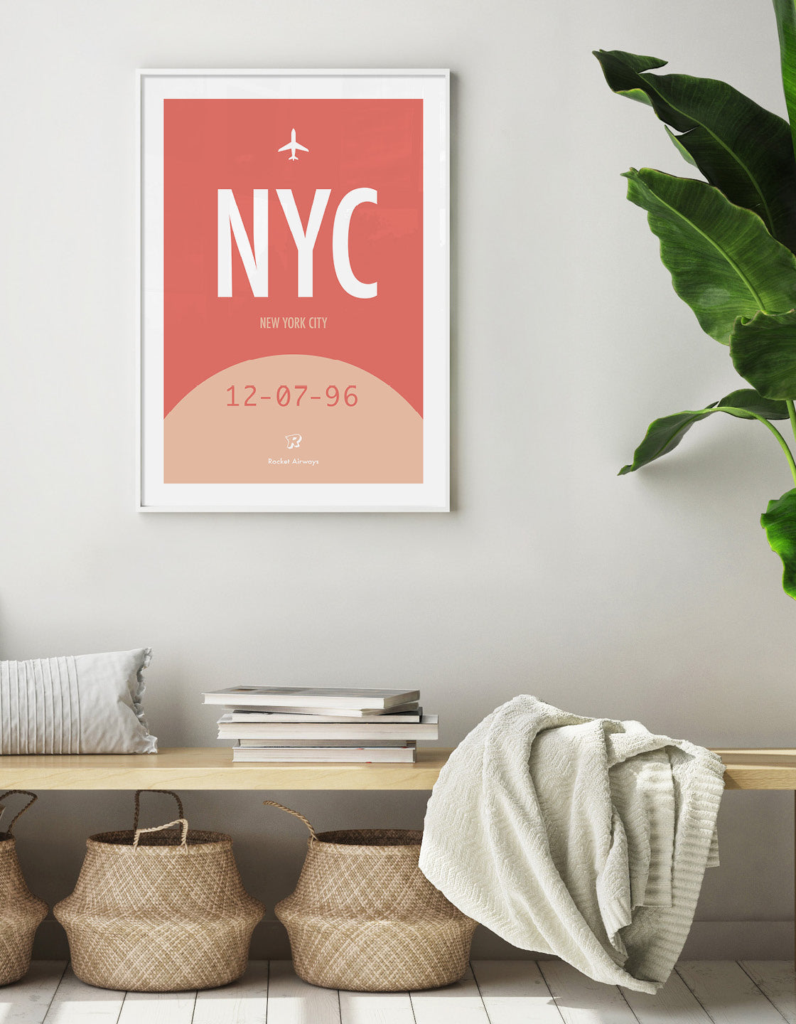 Customizable retro travel print featuring vibrant colors and personalized destination details.