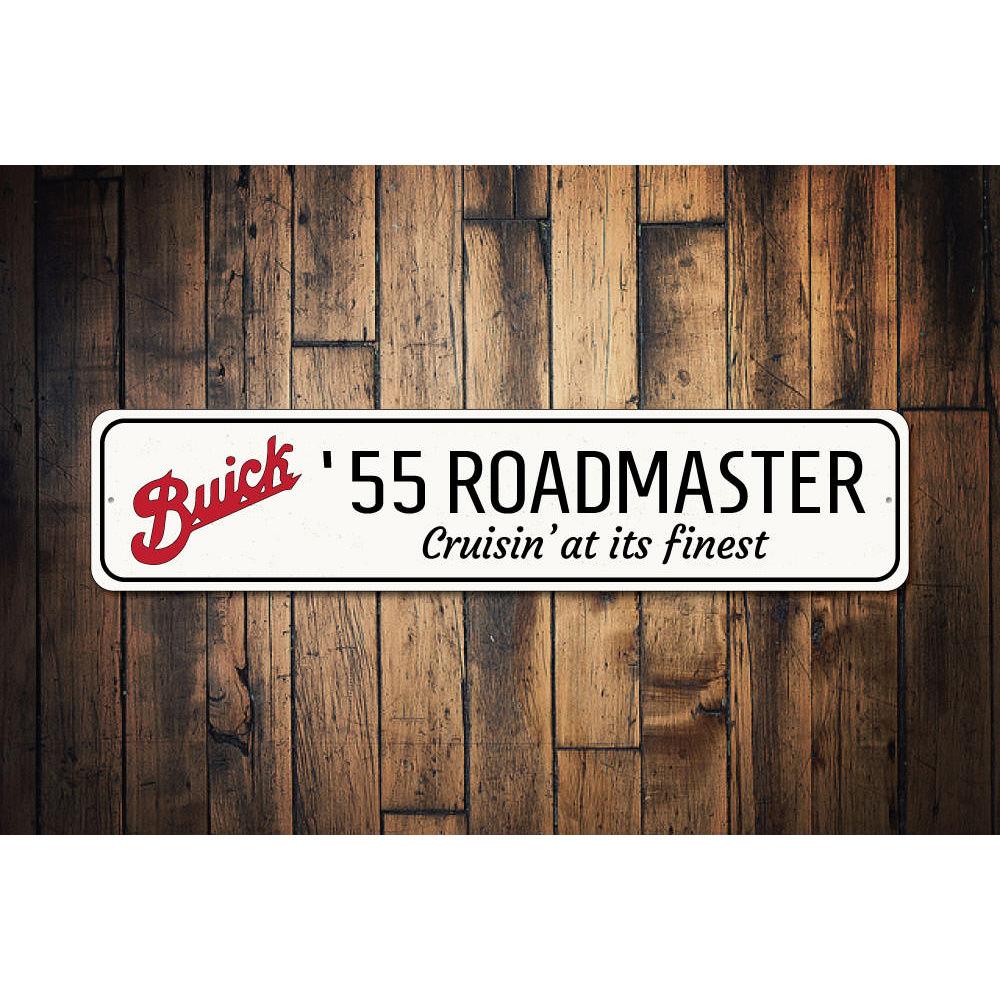 Customizable Roadmaster Sign made of high-quality aluminum, featuring various car brands, perfect for garages and man caves.