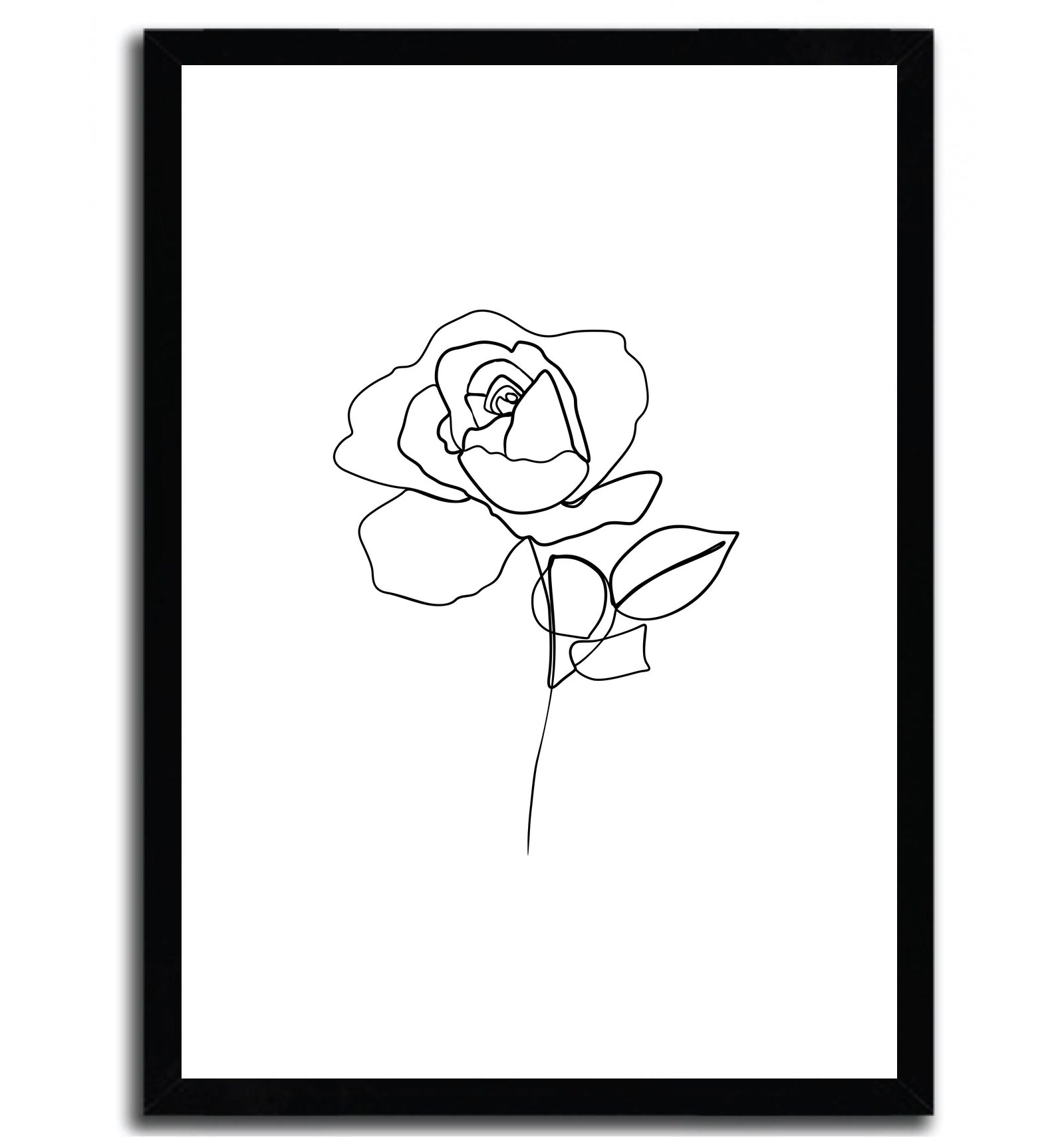 A delicate line drawing of a rose by ELINA BLEKTE, printed on fine arts paper, showcasing intricate details and elegant design.