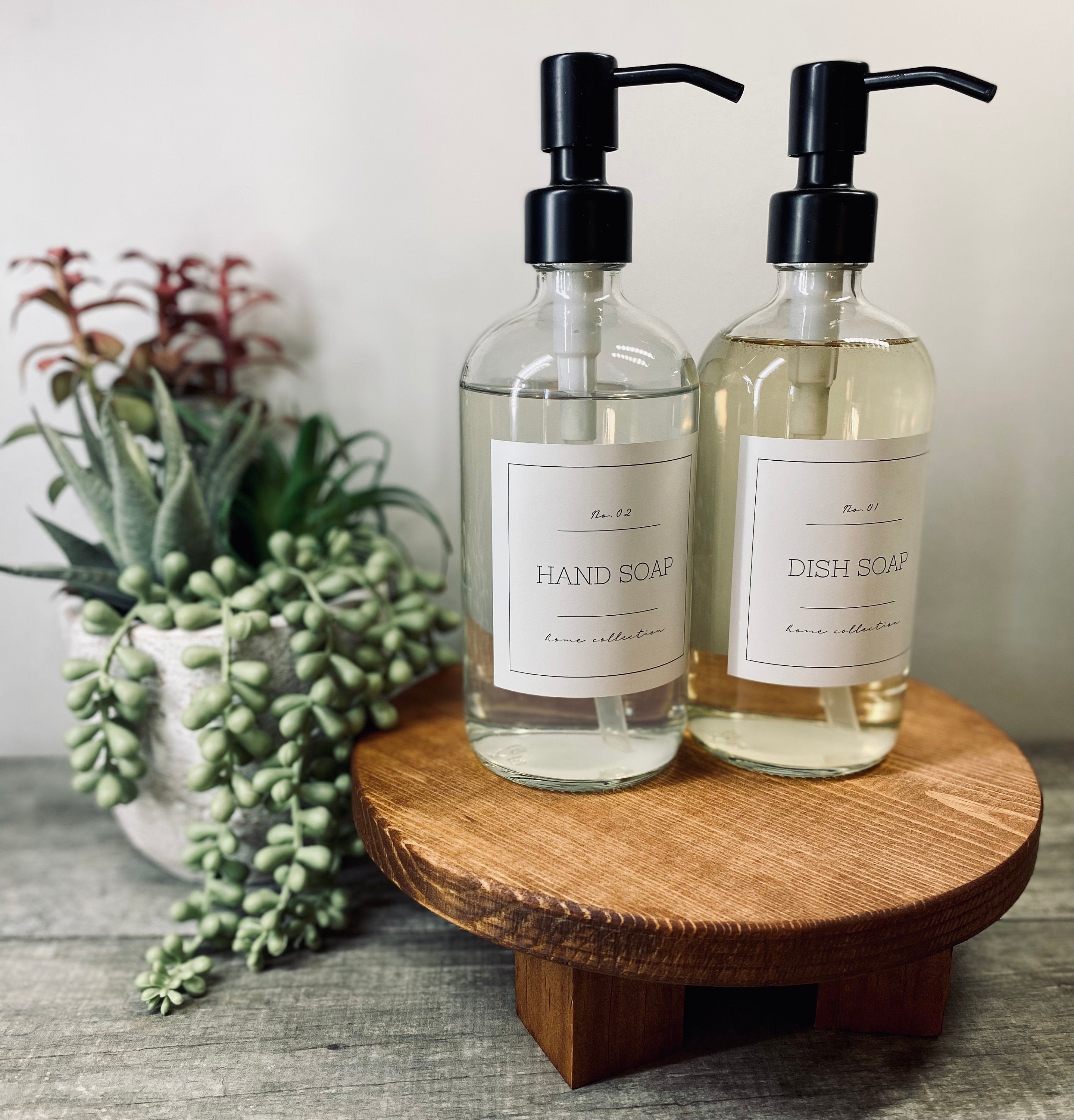 A handmade round farmhouse riser made of solid pine wood, stained in English Chestnut, showcasing its unique grain and sturdy design.