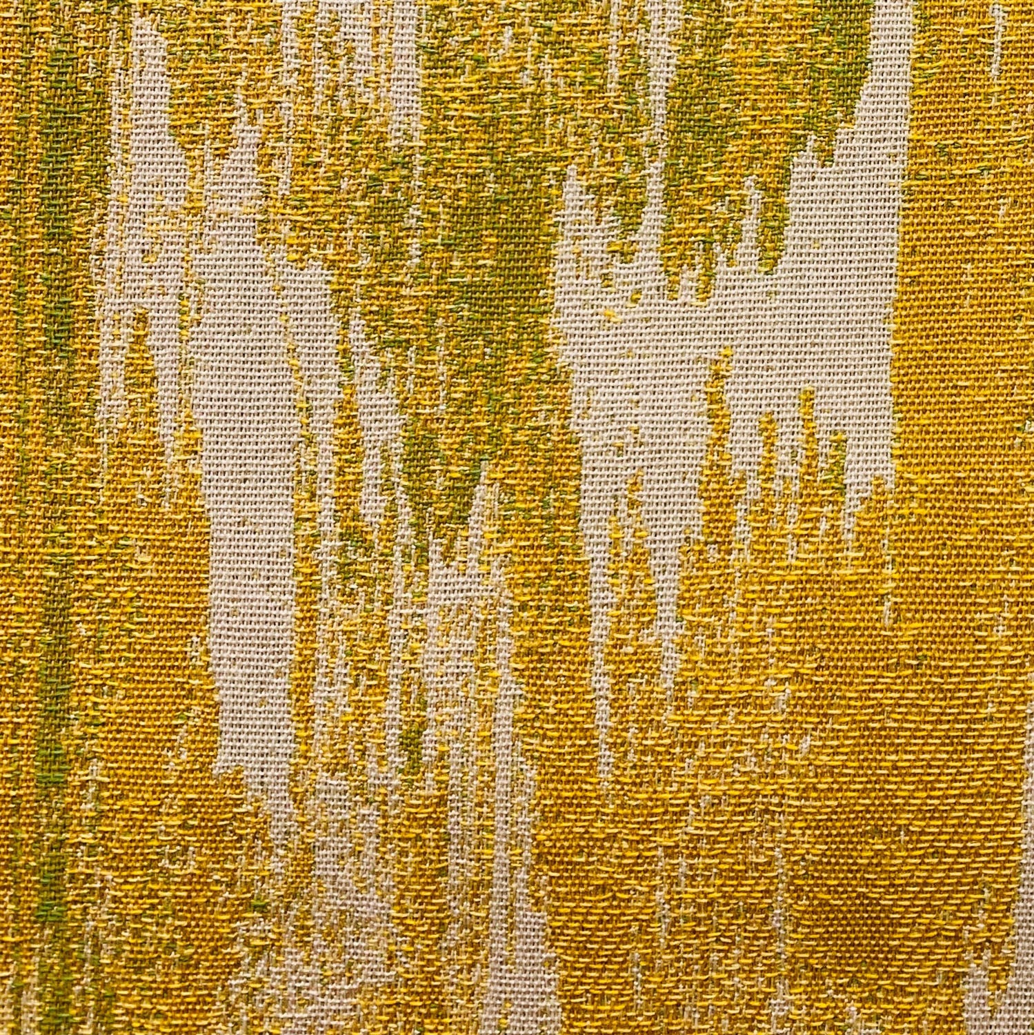 Saffron Love Yellow Ikat Luxury Throw Pillow featuring a vibrant yellow color and elegant Ikat pattern, perfect for indoor and outdoor use.