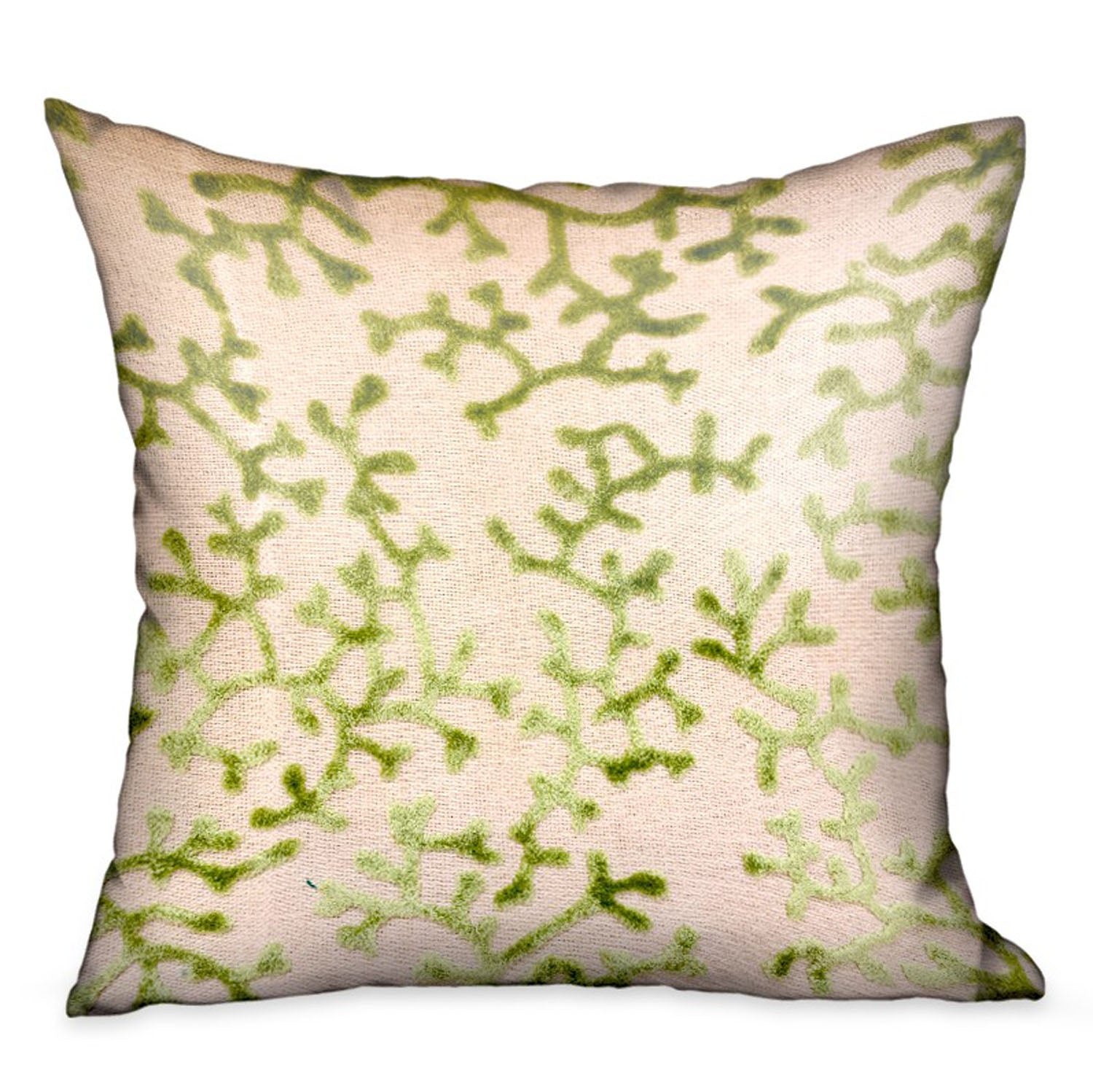 Sage Reef Apple Green Floral Luxury Throw Pillow showcasing vibrant floral design and elegant craftsmanship.