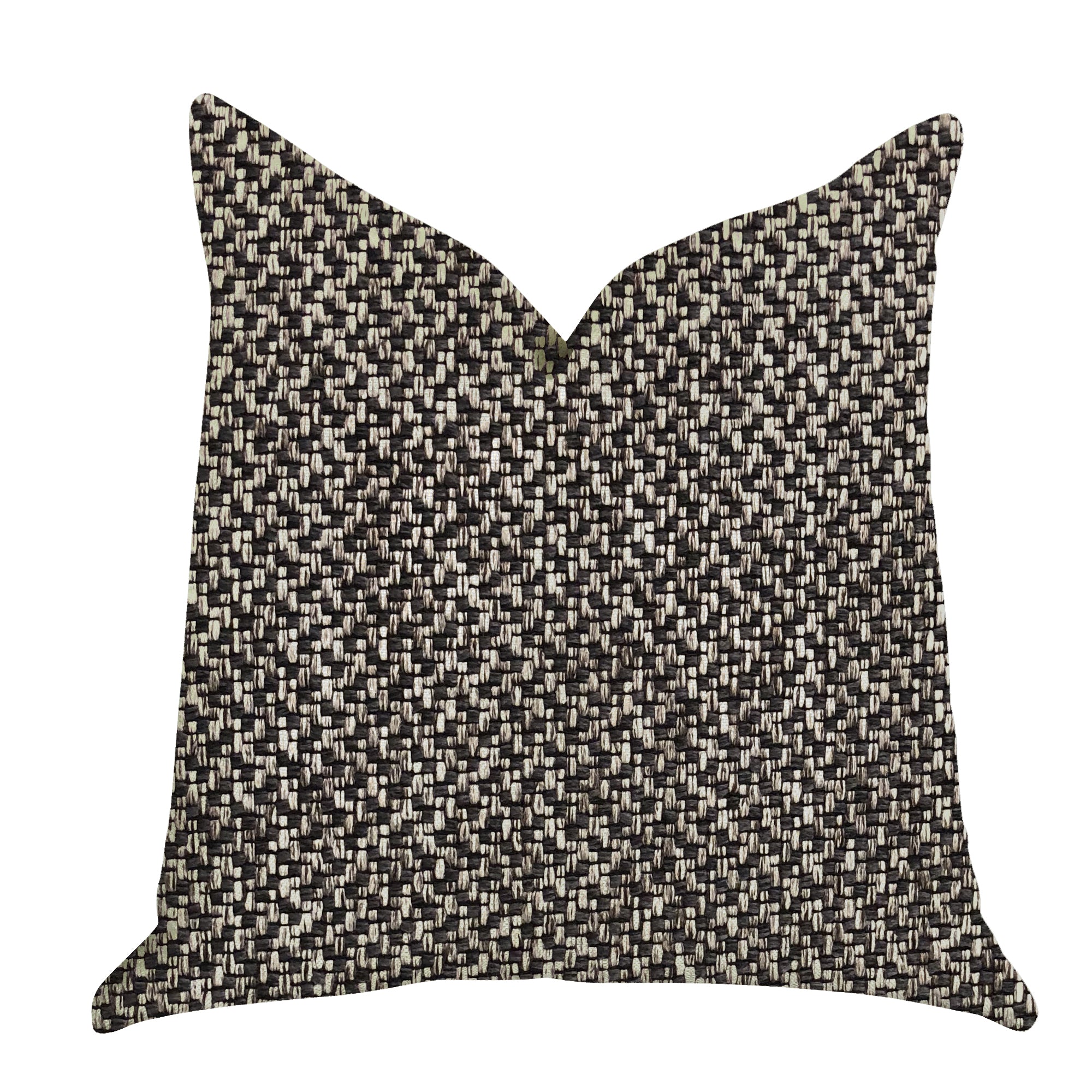 Salt and Pepper Luxury Throw Pillow in grey and black tones, featuring a stylish design and invisible zipper enclosure.