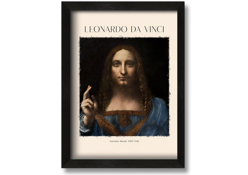 Canvas print of Salvator Mundi by Leonardo Da Vinci, featuring Christ holding a crystal orb, mounted on a 44mm box frame.