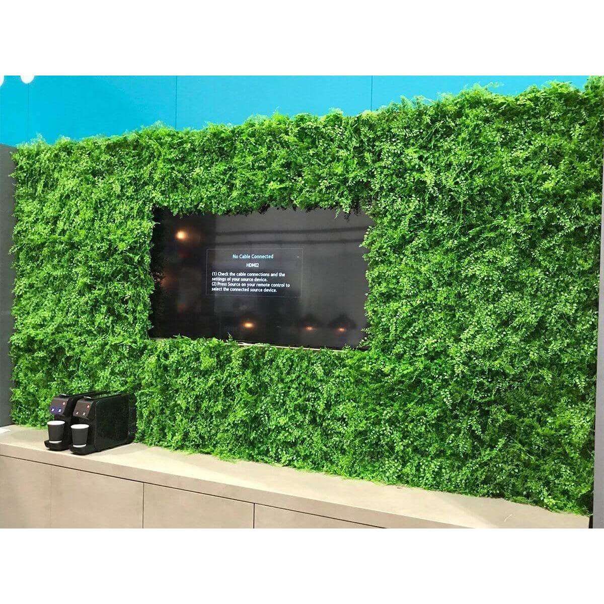 A 25cm x 25cm sample of Dense Fern Artificial Vertical Garden showcasing realistic green foliage.