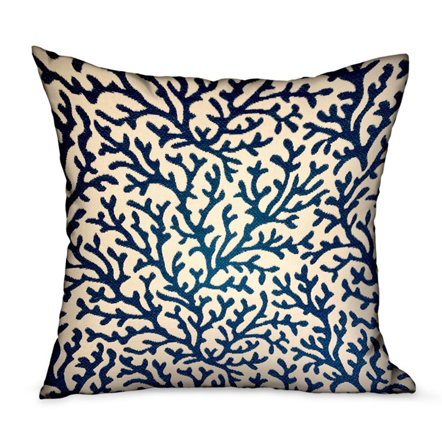 Sapphire Vines Blue and cream Floral Luxury Throw Pillow showcasing a handcrafted floral design with an invisible zipper and plush filling.